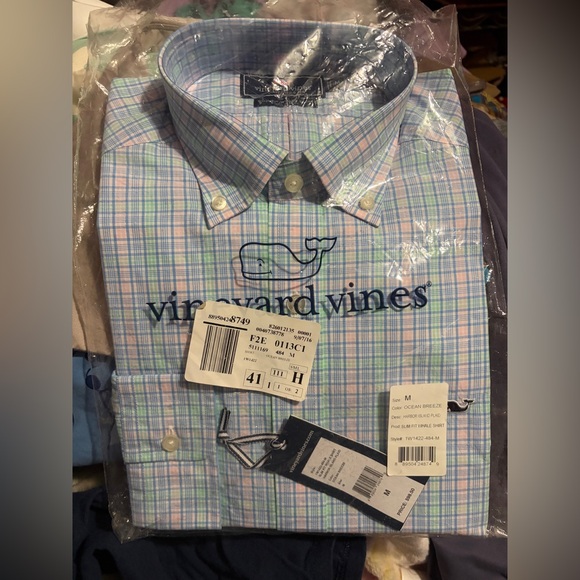 Vineyard Vines Other - Vineyard Vines Slim Fit Whale Button Down Shirt Medium NWT OCEAN BREEZE